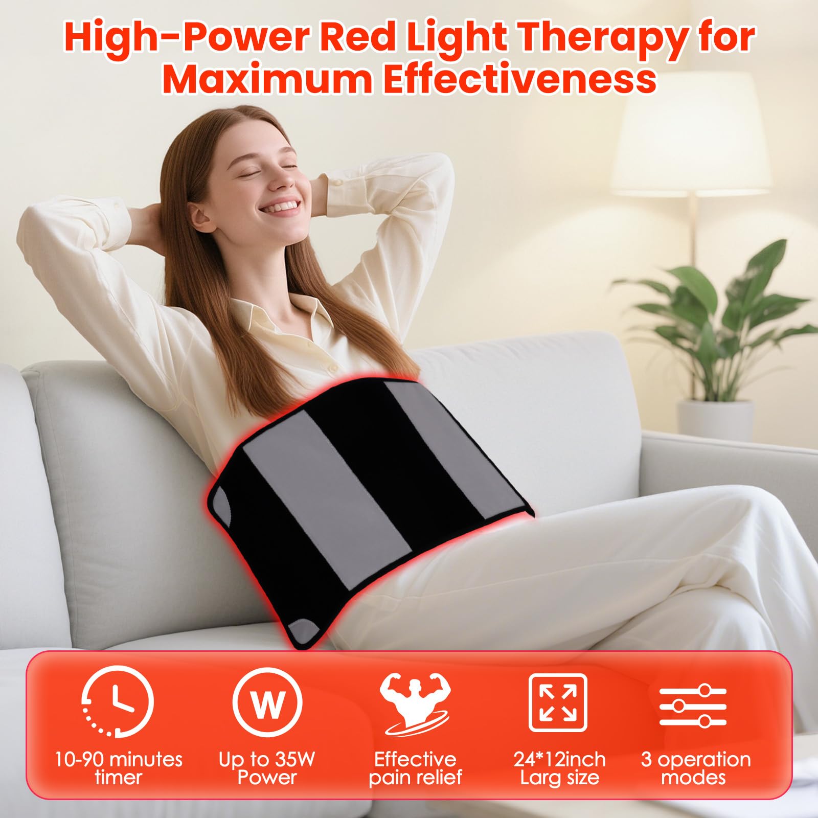 ZonGym Pad terapia de luz roja, enfoque cintura, promueve comodidad en la zona media.
