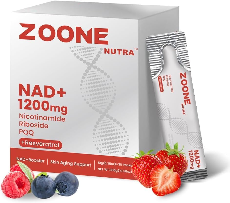 Zoone Nutra NAD, botella de 1200 mg, aporta energía diaria y claridad mental.