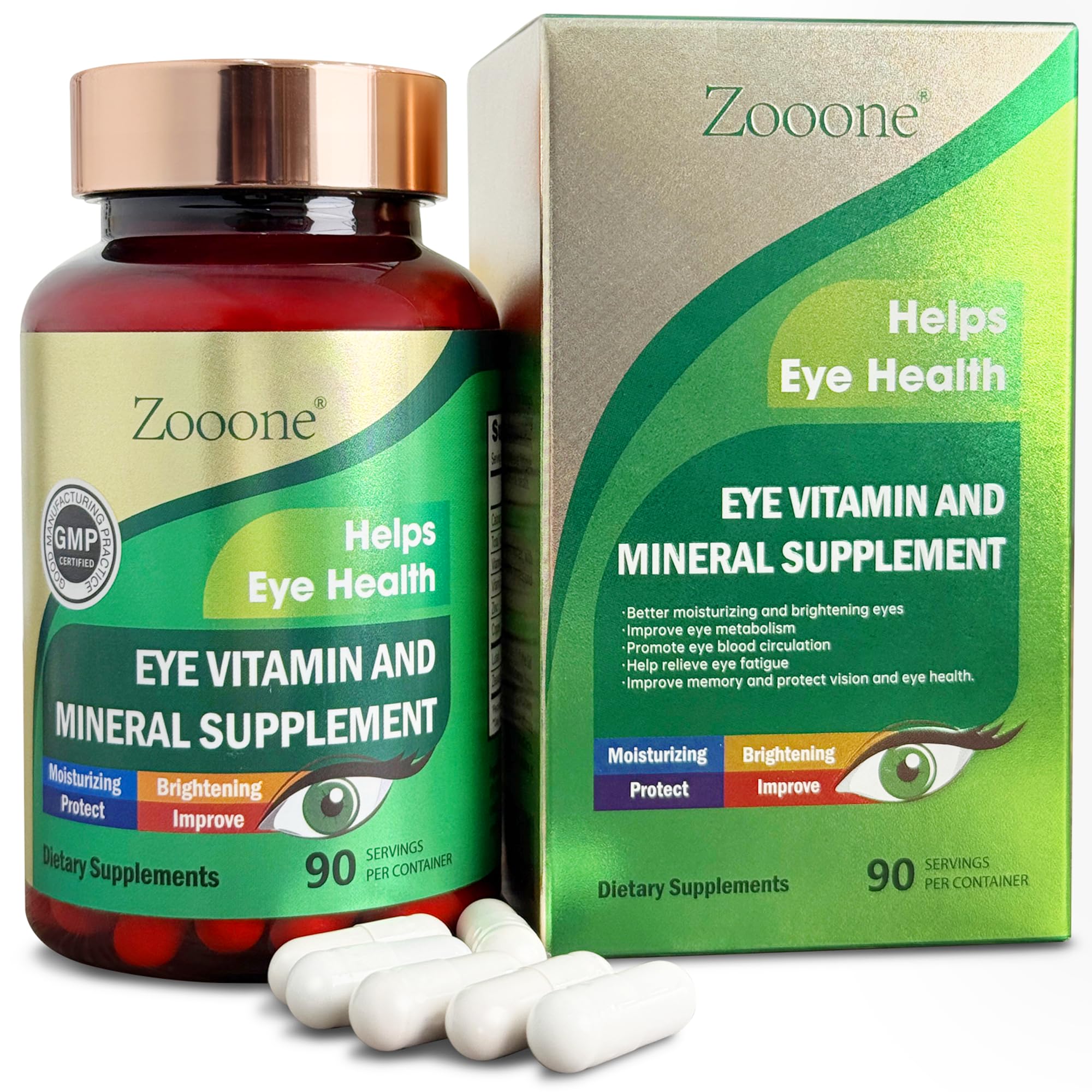 ZOOONE Luteína y Zeaxantina cápsulas para uso diario.