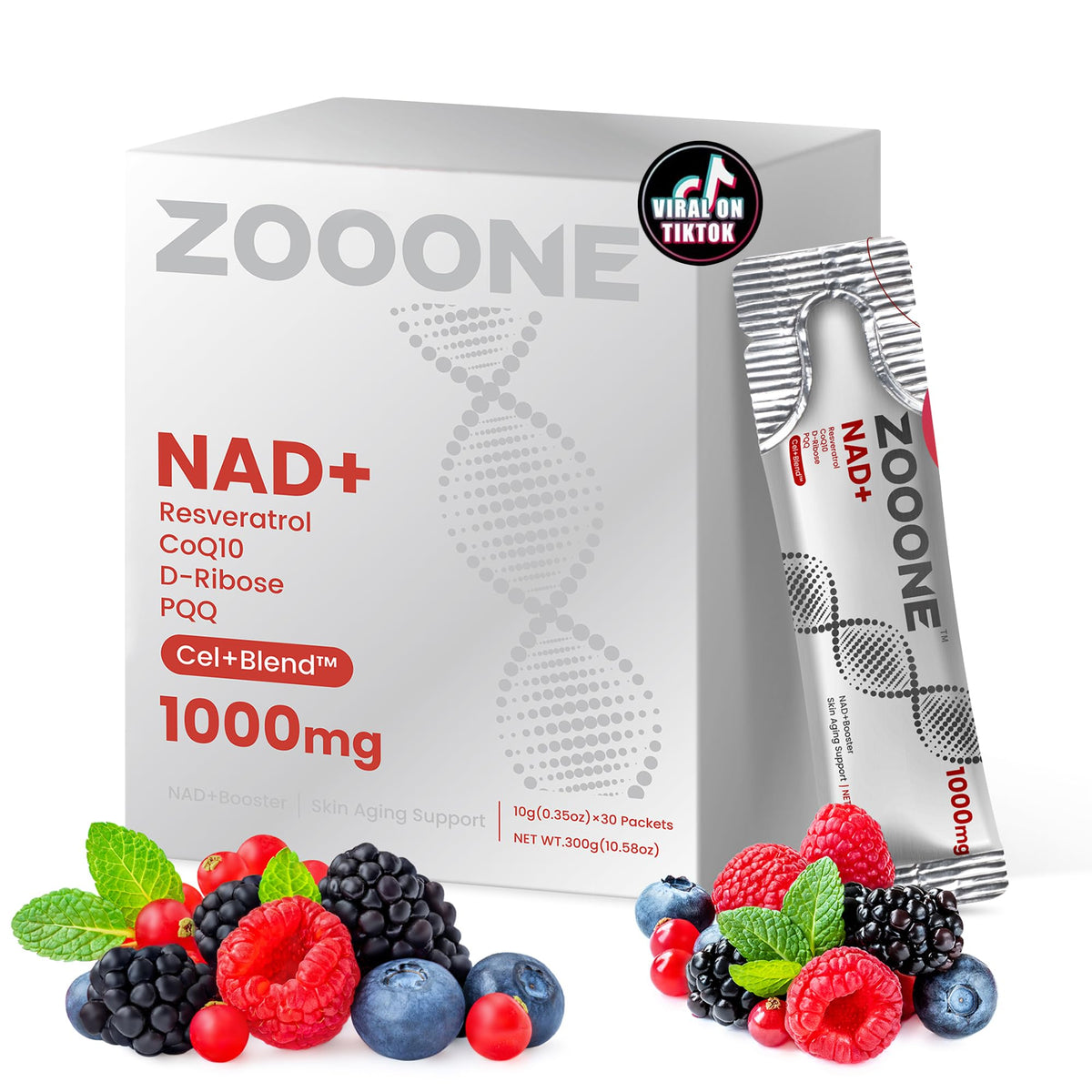 Zooone NAD+, botella de 30 cápsulas, energía sostenida para el día a día