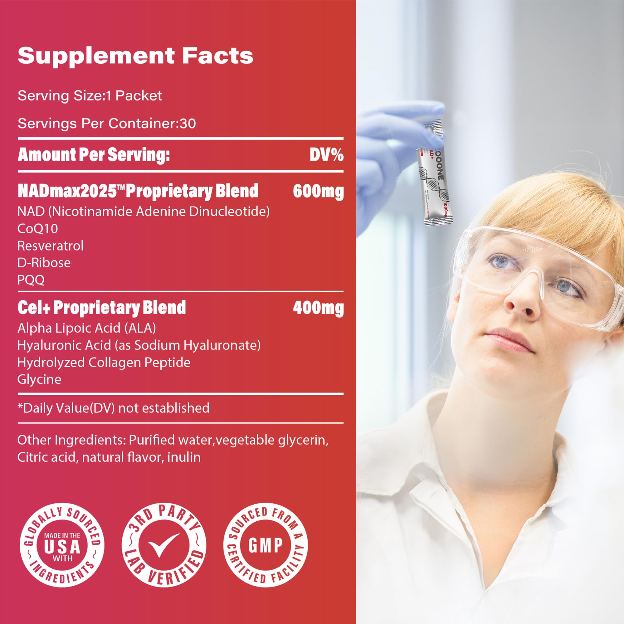 Ingredientes de Zooone NAD+, nicotinamide riboside y resveratrol