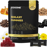 Gomitas zooone Shilajit en empaque individual para consumo cómodo.