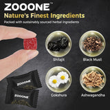 Gomitas zooone Shilajit con sabor arándano para energía suave diurna.