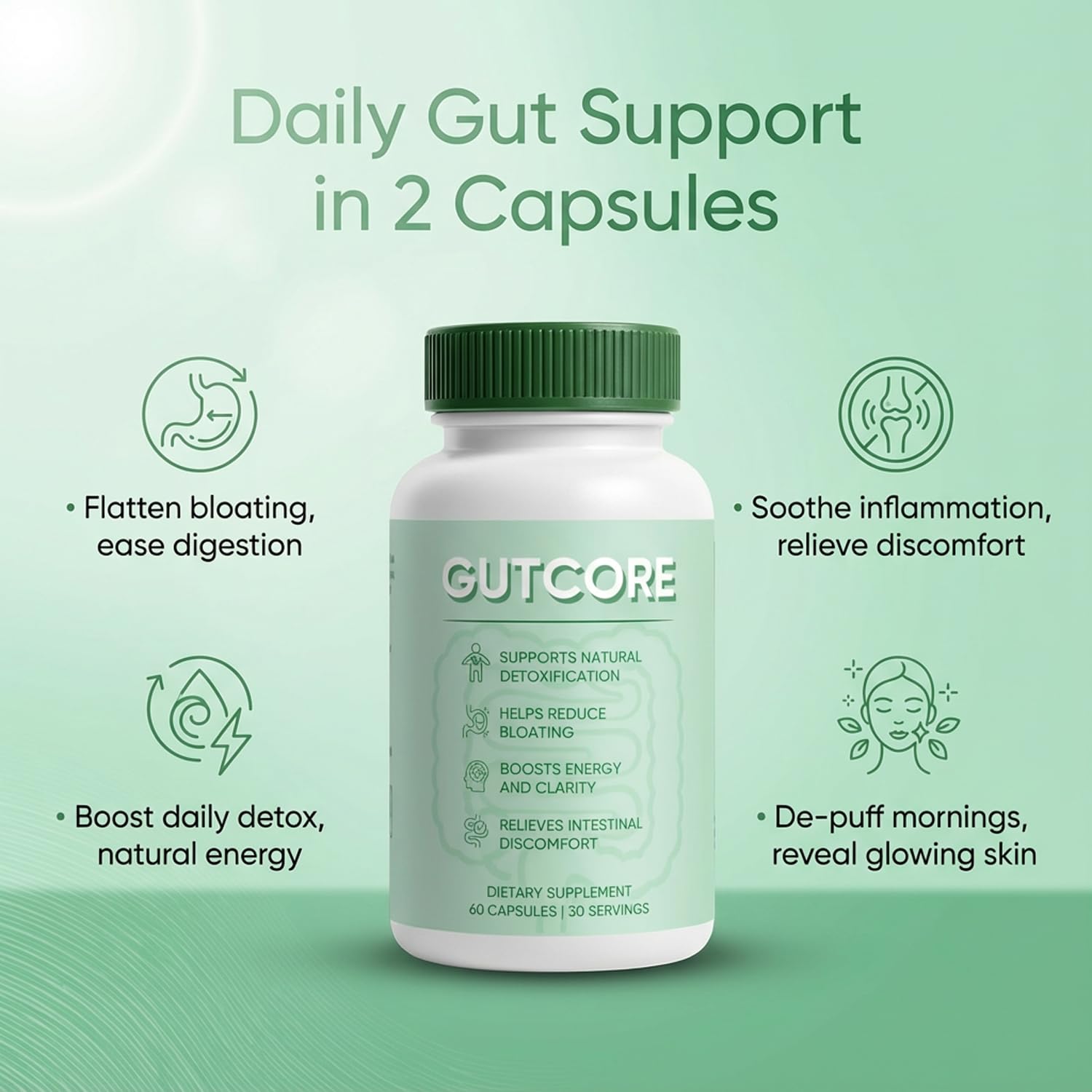 ZRRTXV GutCoreDigestive cápsulas para apoyo digestivo diario.