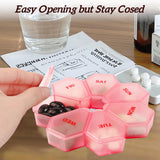 Zuiaso dispensador semanal de pastillas compacto en rosa, perfecto para viaje.