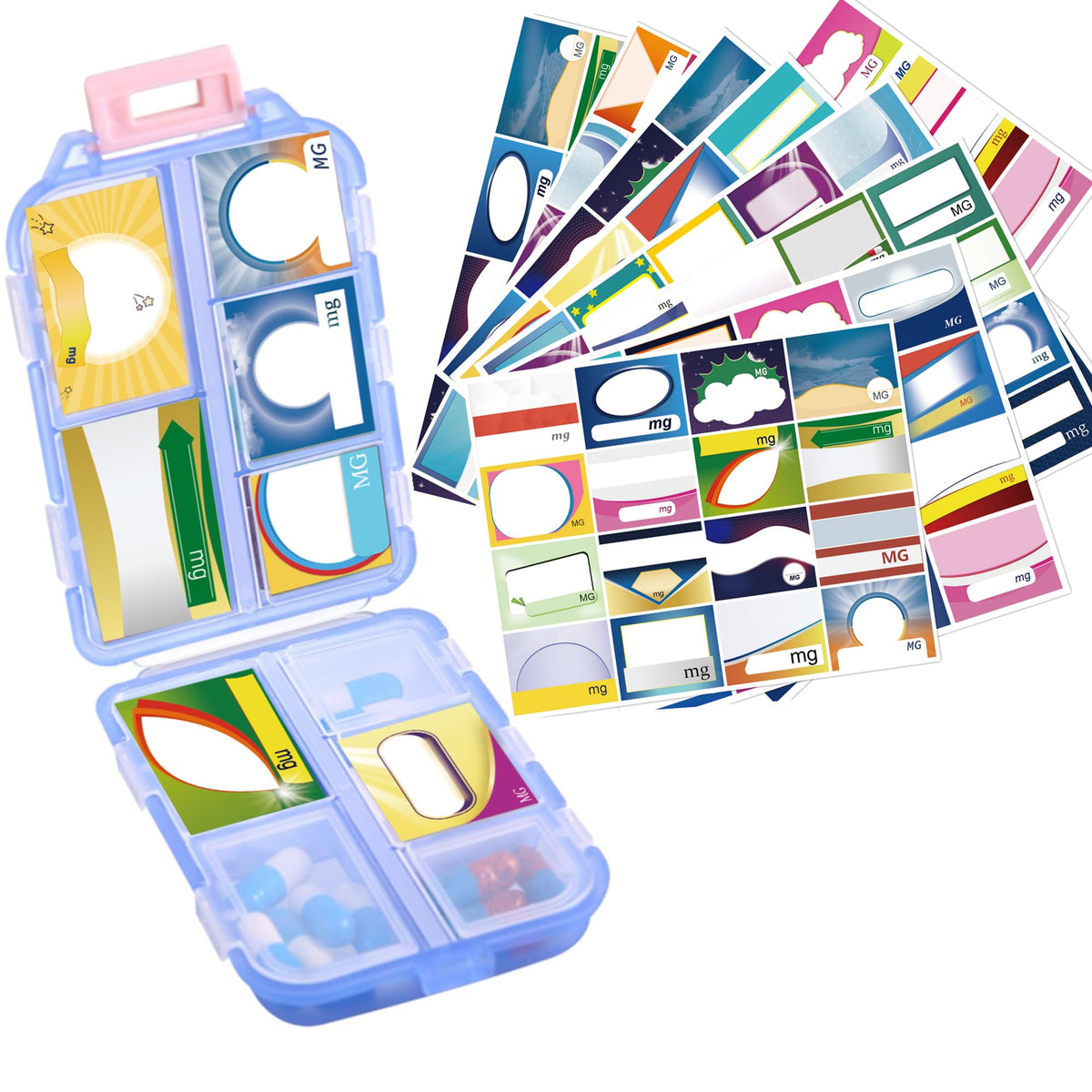 Zuihug organizador de pastillas de viaje azul, compacto y fácil de llevar.