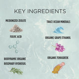 Ingredientes clave de Zuma Nutrition Zeolita Tonico con minerales marinos.