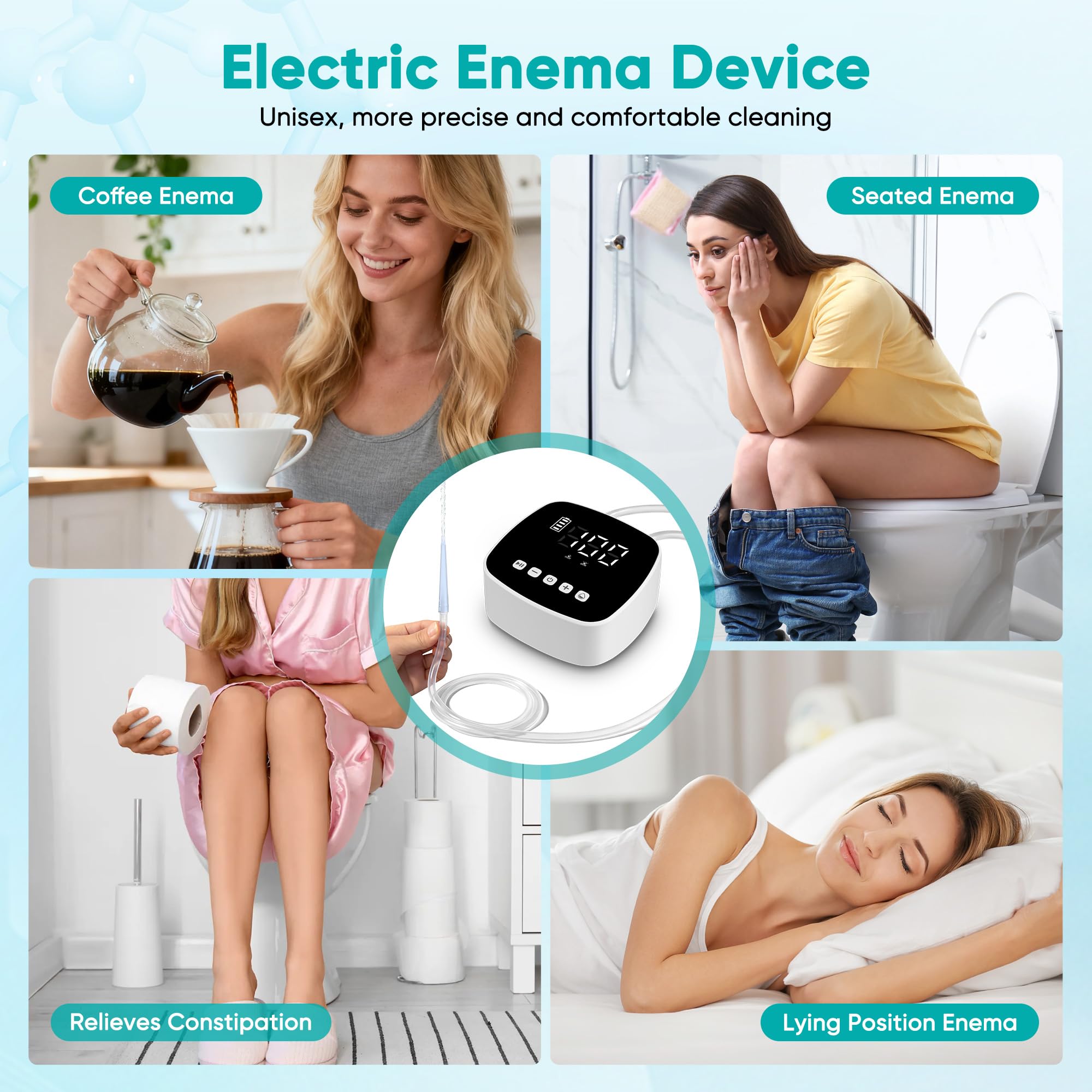 ZUOHE Enema Kit: diseño compacto para almacenamiento y transporte cómodo.