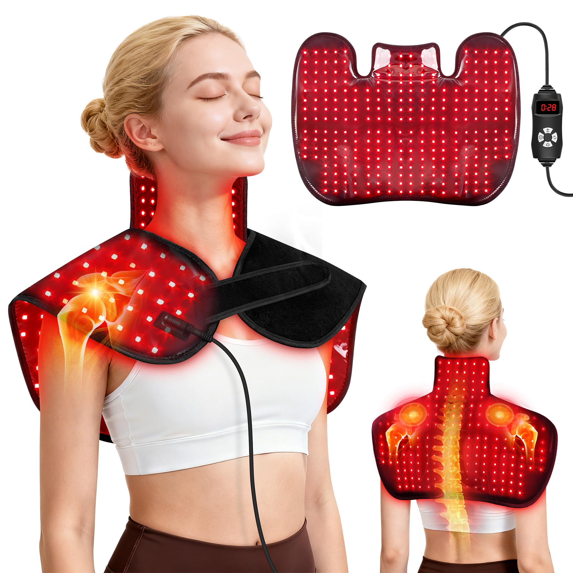 Terapia de luz roja ZUOHE para cuello y hombros en envoltura cómoda.