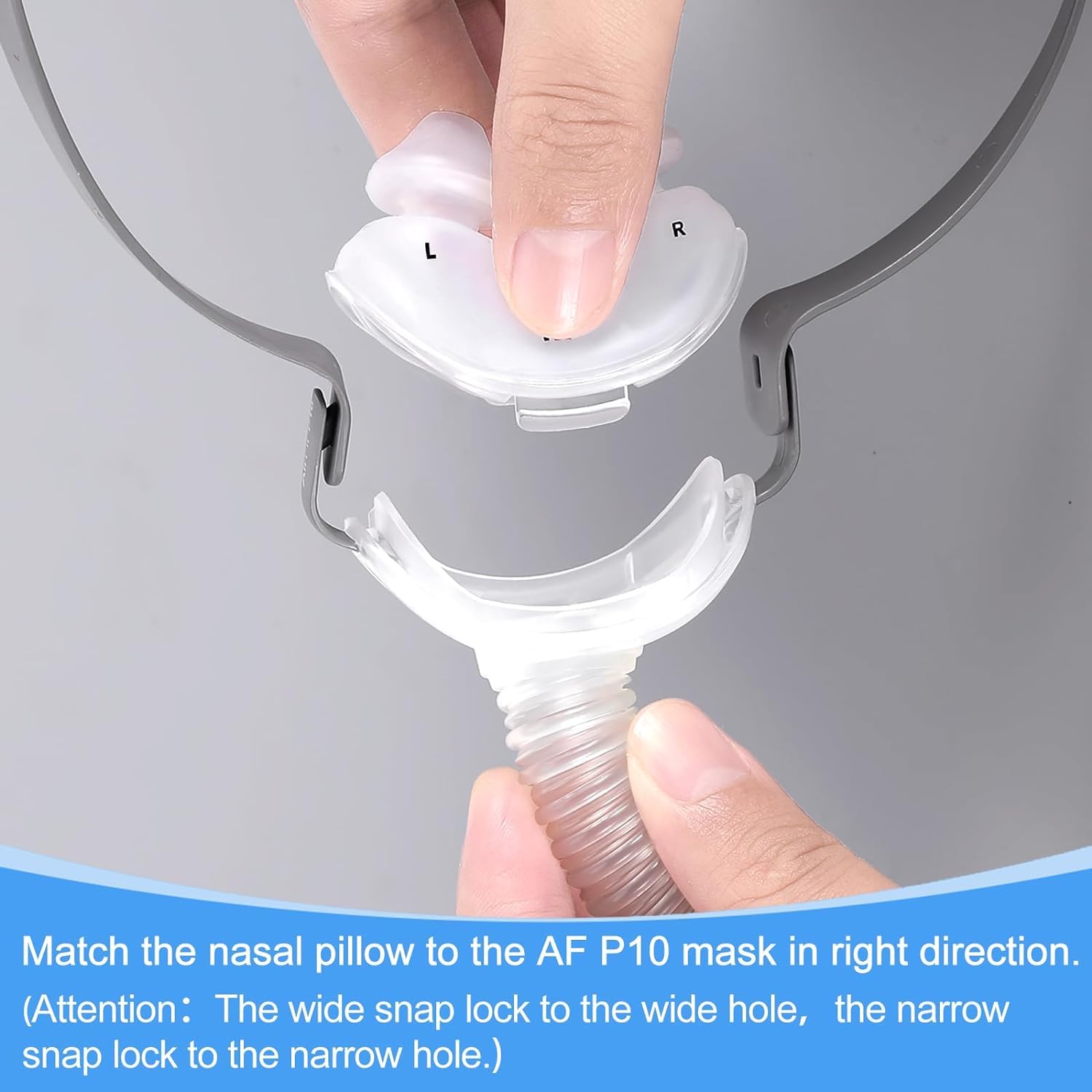 Cambio fácil de la almohadilla AirFit P10 con ZURNMED sin herramientas.
