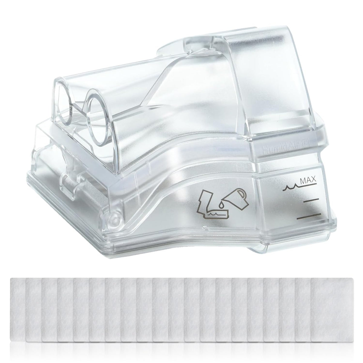 ZURNMED Humidificador para AirSense 10, cámara de agua frontal con ajuste seguro para uso nocturno.