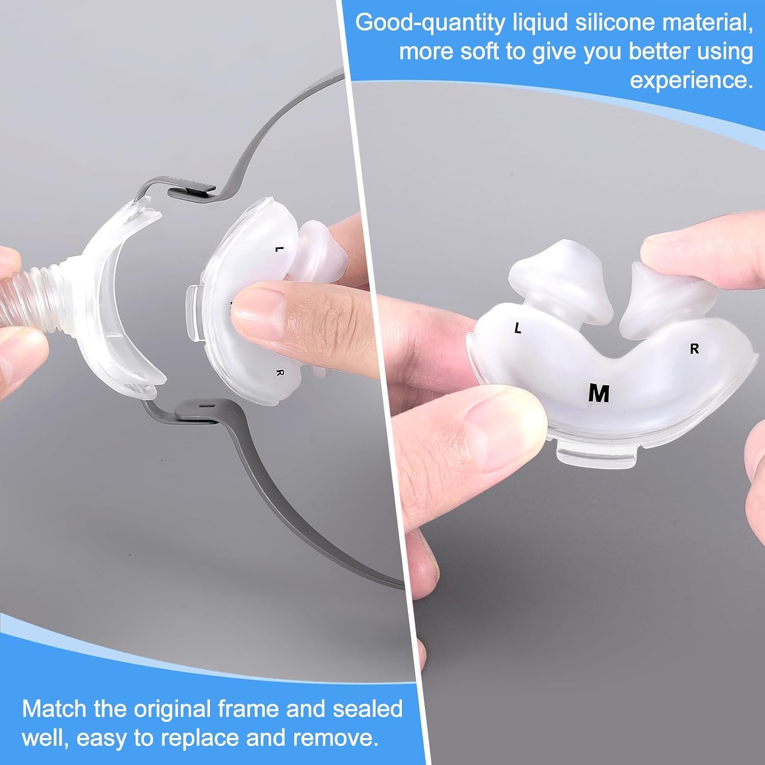 Pack de dos almohadillas AirFit P10 de ZURNMED para recambios.
