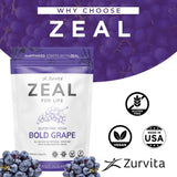 Zurvita Zeal para la Vida, preparación en vaso con polvo verde.