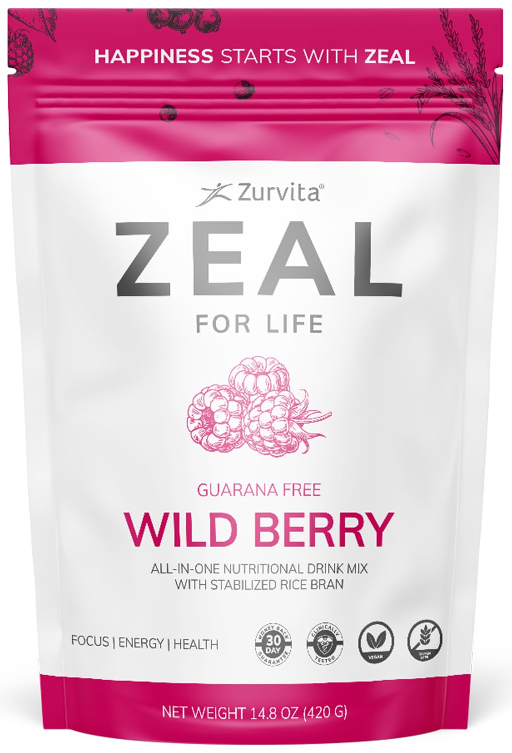 Zurvita Zeal para la Vida, bolsa de 30 días, sabor frutos silvestres para vitalidad diaria
