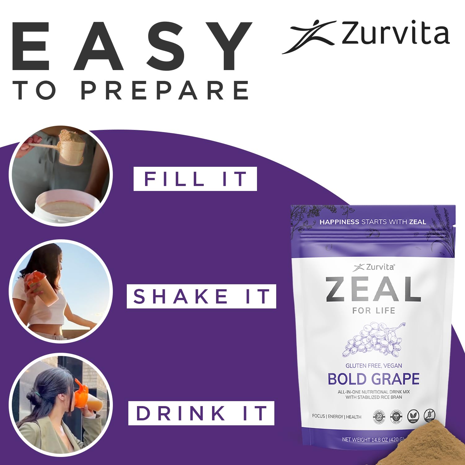 Zurvita Zeal para la Vida, ingredientes clave para nutrición diaria.