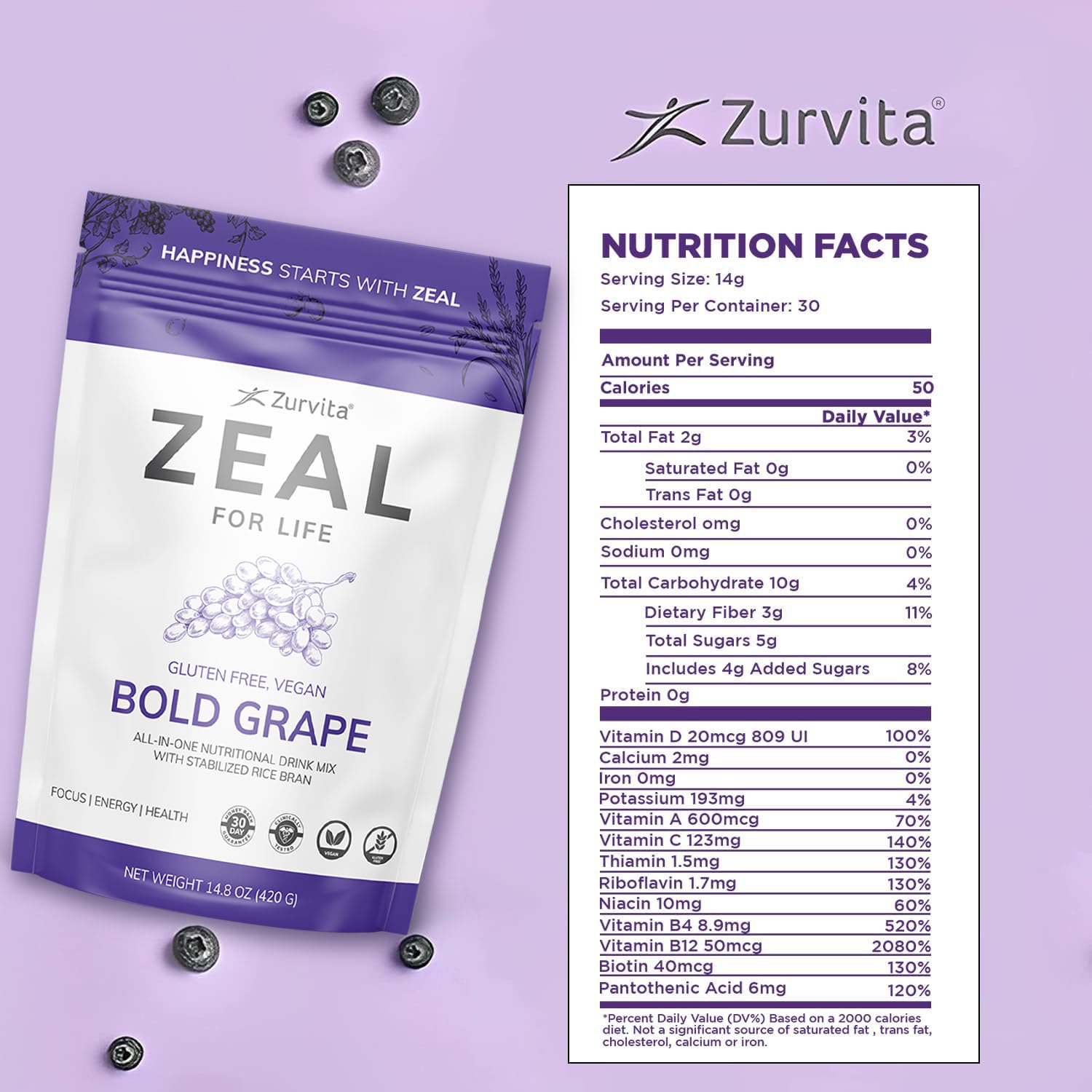 Zurvita Zeal para la Vida, mezcla en vaso para energía sostenida.