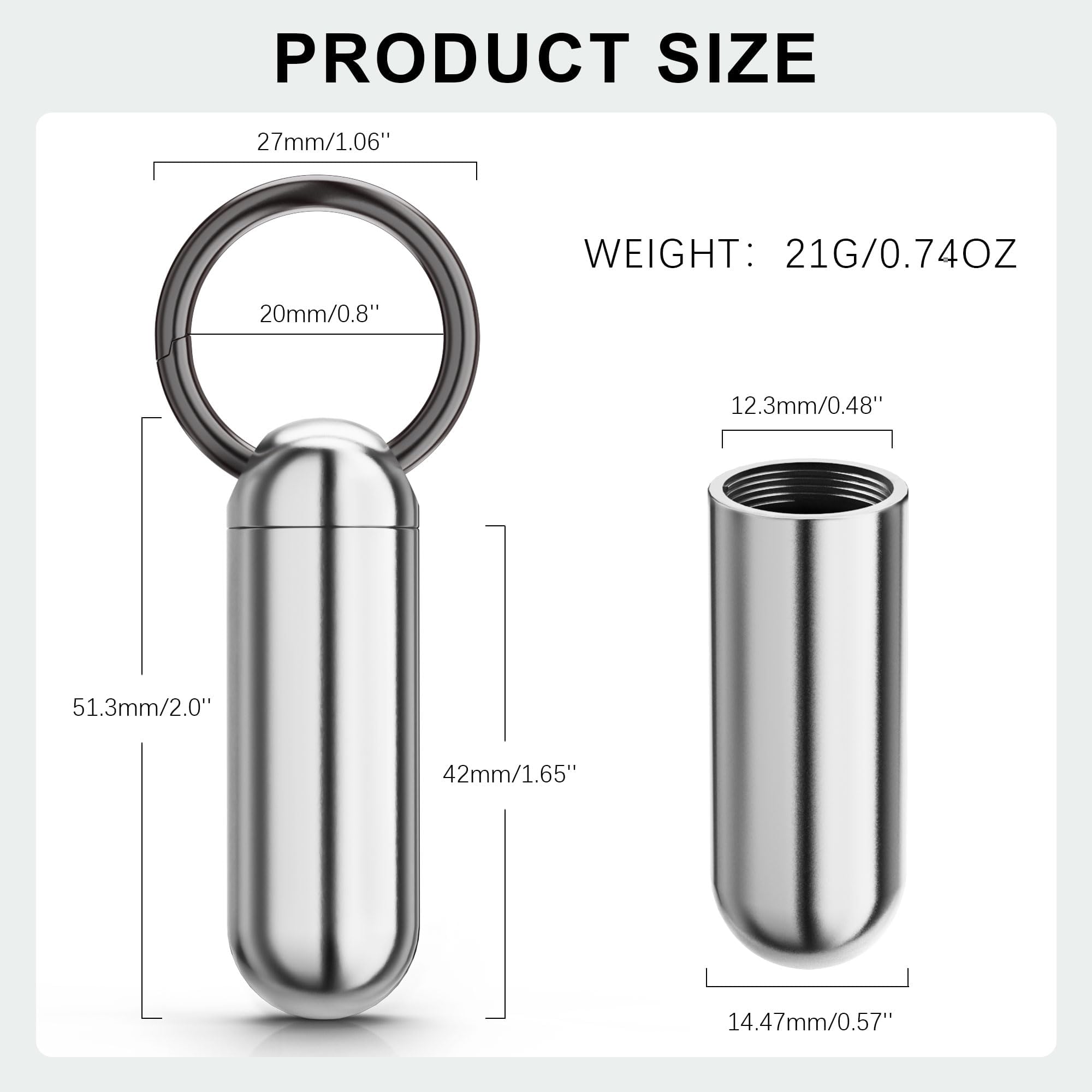 ZXLLM estuche titanio dimensiones internas 12 mm de diámetro y 42 mm de largo