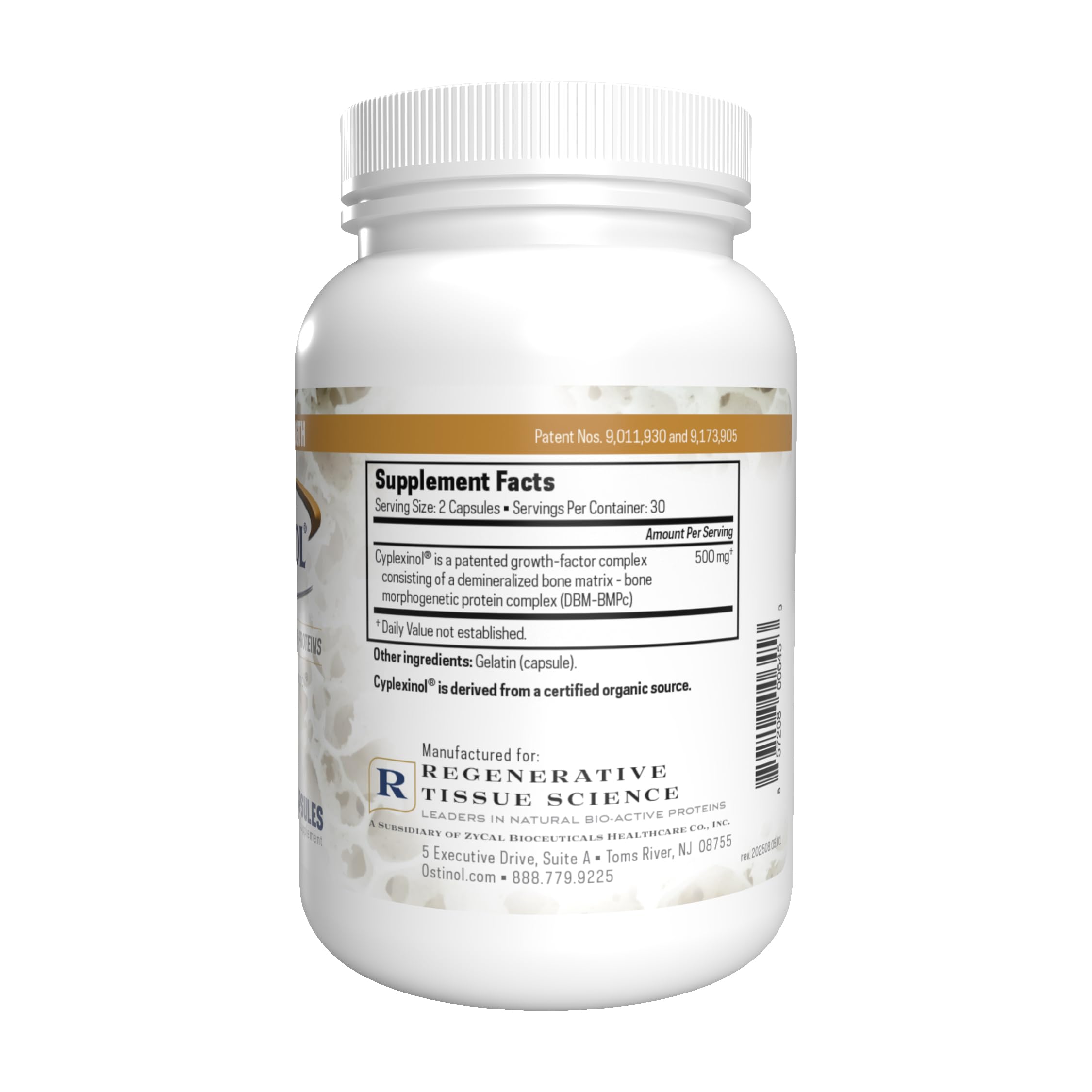 ZYCAL Ostinol: etiqueta visible para guía de dosificación.