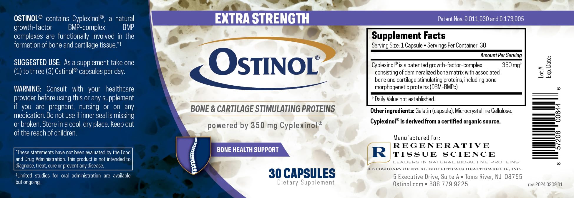 ZYCAL Ostinol: ingredientes clave en un formato natural.