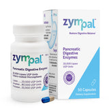 ZYMPAL frasco de cápsulas digestivas con 20,000 Lipasa USP para mejor absorción.