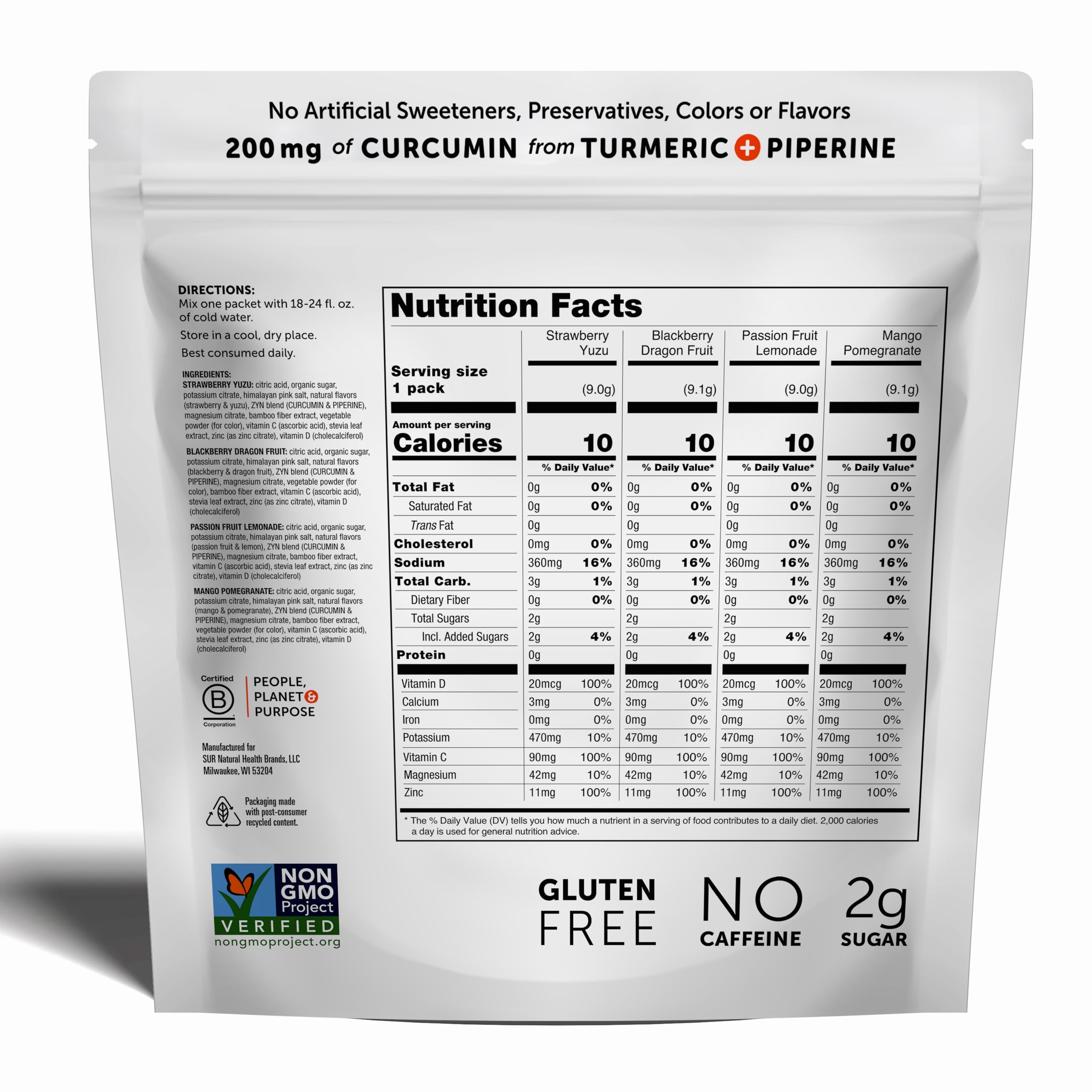 ZYN electrolito sabor mora fruta del dragón, impulso ligero para entrenamientos