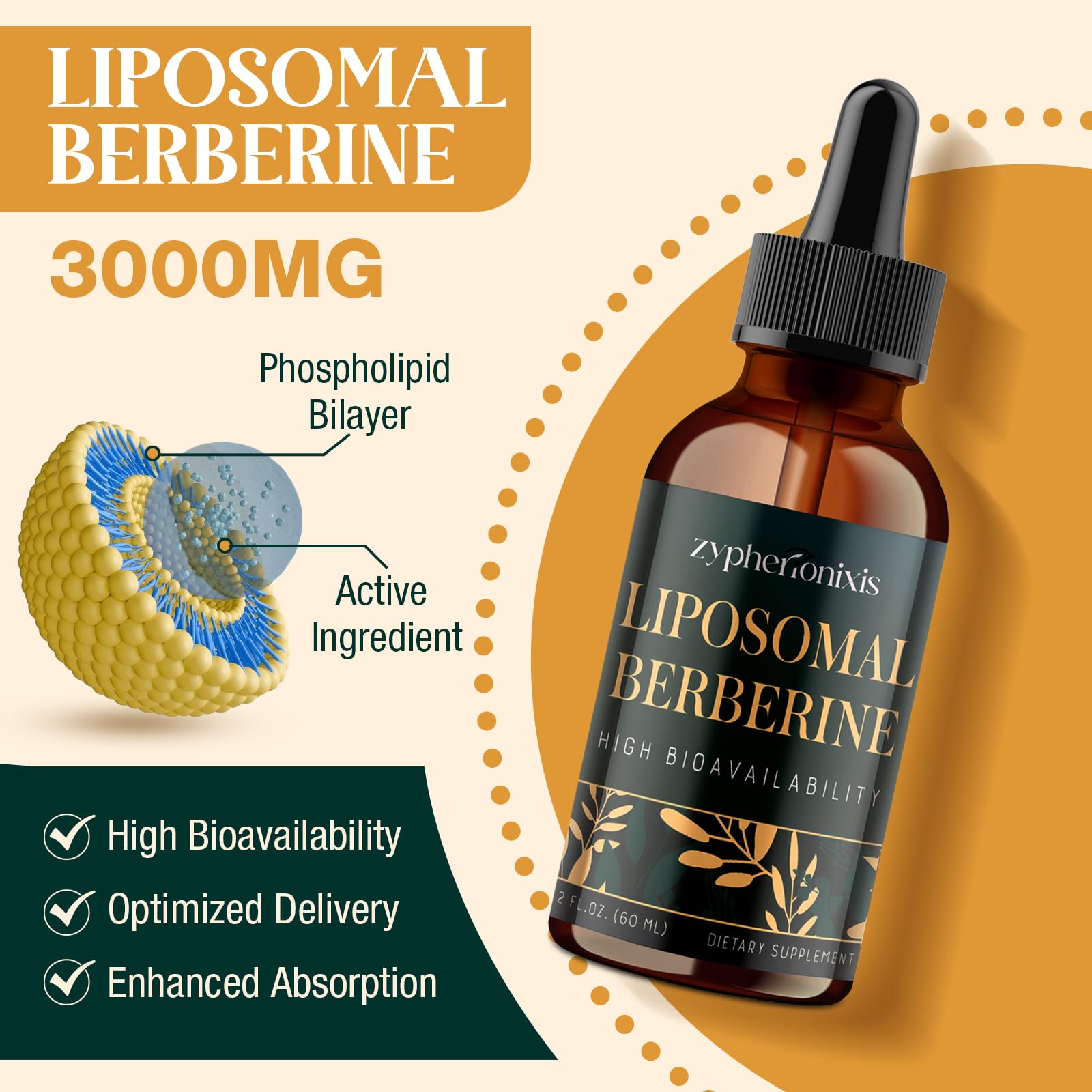 Tecnología liposomal para entrega eficiente de Zypherionixis Berberine Drops.