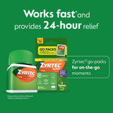 Zyrtec 24h, paquetes de viaje para alivio en movimiento.
