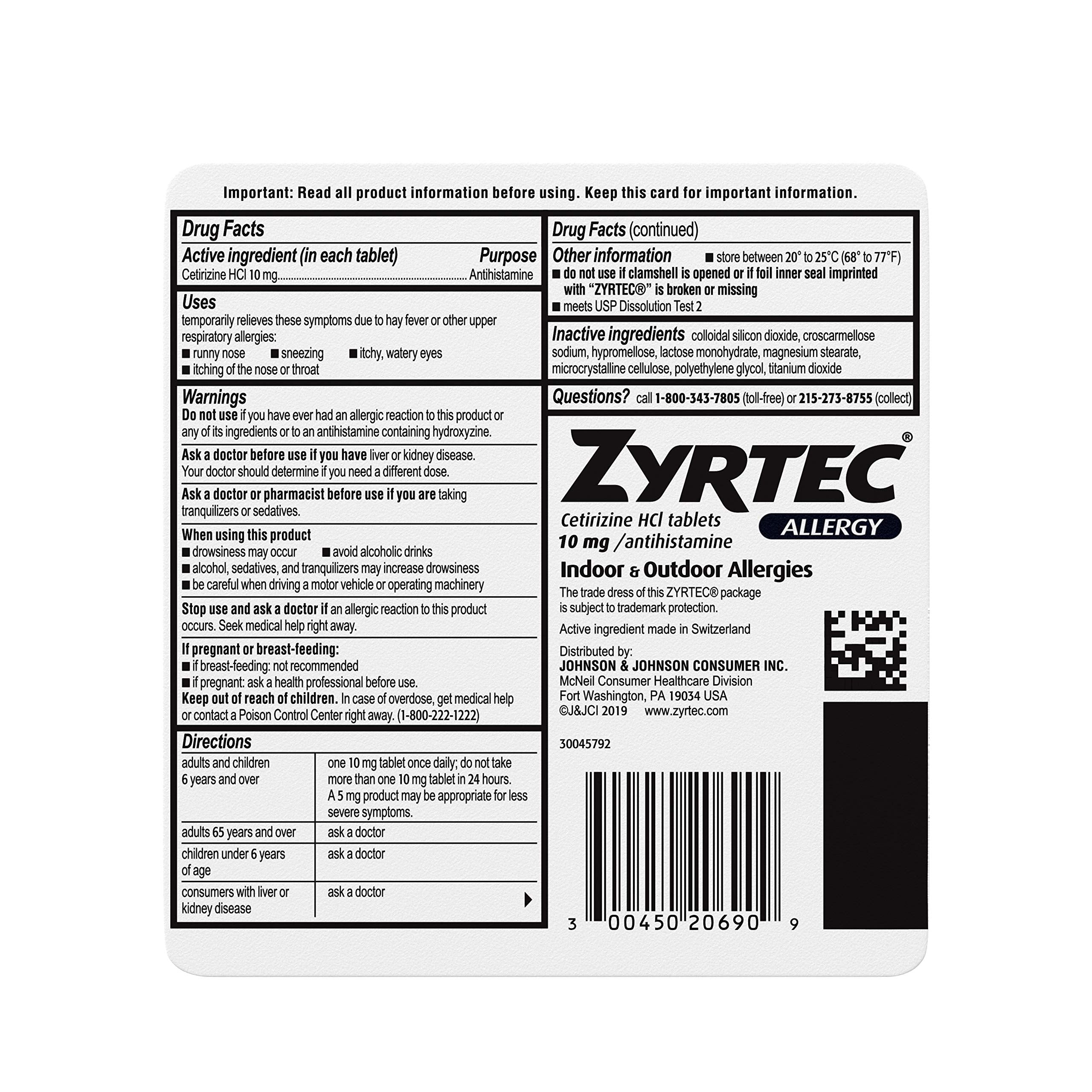 Zyrtec comprimidos sobre mesa, acceso rápido.
