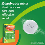 Zyrtec tabletas sin colorantes para alivio de 24 horas.